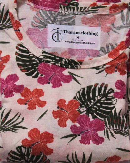 Feeding Lounge wear - TCCF07 - Cream leafy flowers