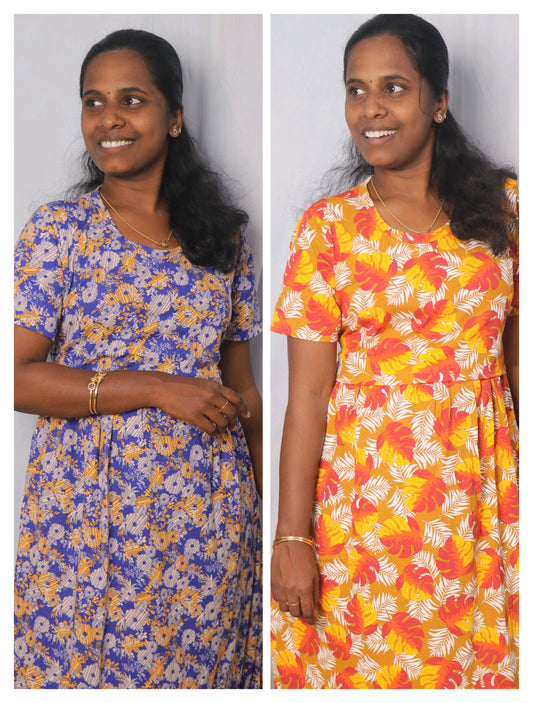 Super saver pack of 2 @769 - Feeding Lounge wear (Royal chakkar and Yellow fiddle leaves)
