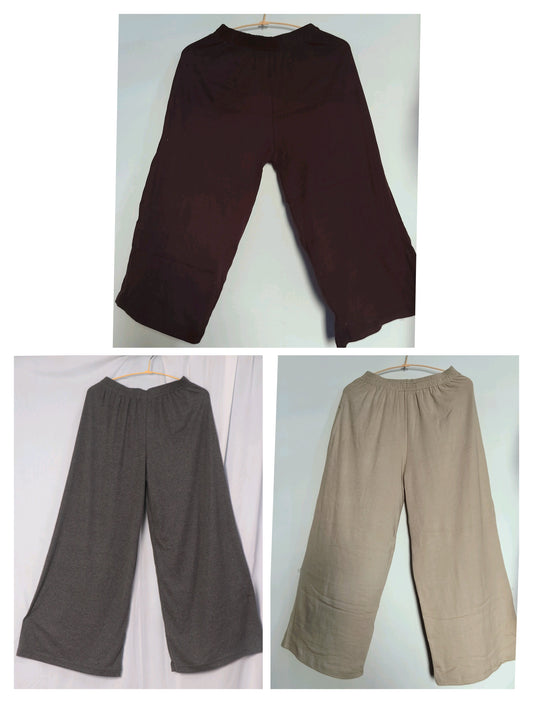 Super saver combo pack of 3 Women's Palazzo pant - Meroon ,skin and Ash grey (CHOOSE : Full length or 3/4th)