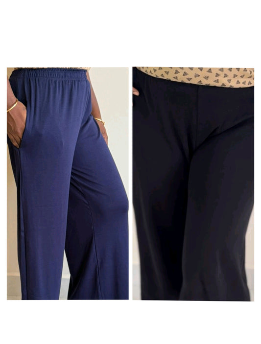 Super saver combo pack of 2 Women's Palazzo pant - Black and Dark navy (CHOOSE : Full length or 3/4th)