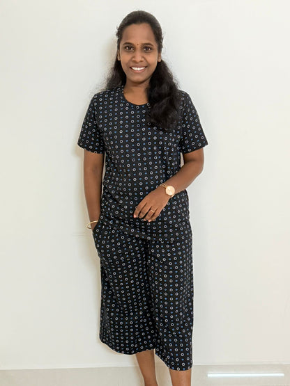 Women's 3/4 th Palazzo coord set - Black berry