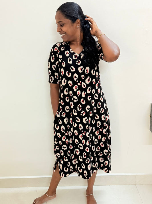 2 in 1 Lounge KURTAAS / Long polo dress - Black classic