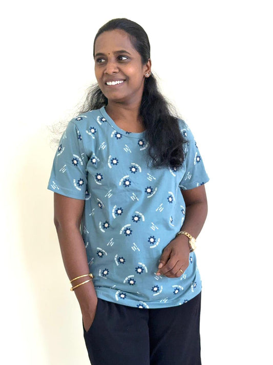 Premium quality - Women's normal tshirt - Grey floral