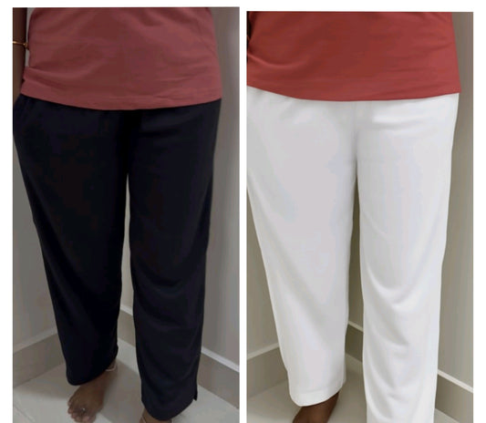 Prebook : Super saver pack of 2 - Women's Straight pant - Black and white