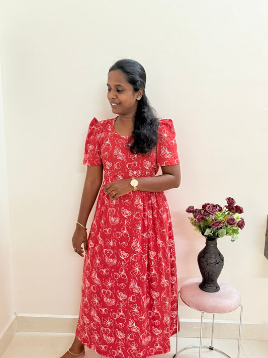 Women's Non feeding Lounge wear Puff sleeves -  TCLN01- Cherry hearts