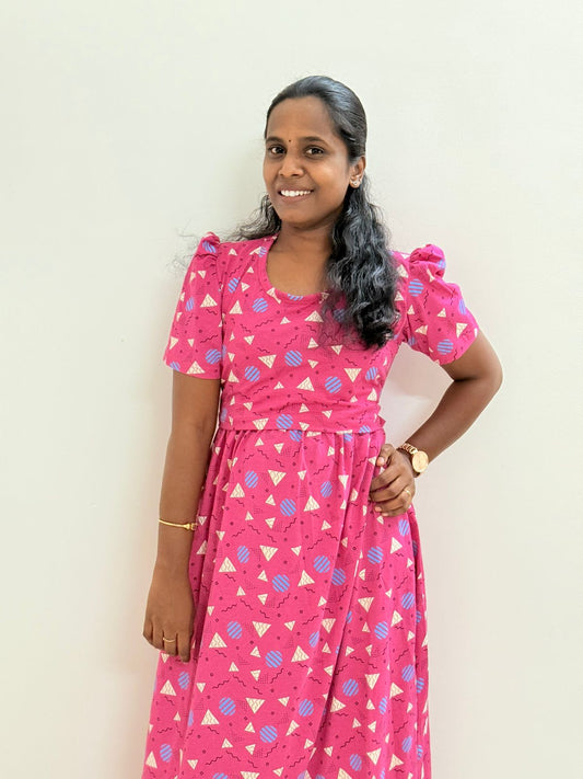 Premium quality Feeding Lounge wear Puff sleeves - TCLF03 - Pink Trio