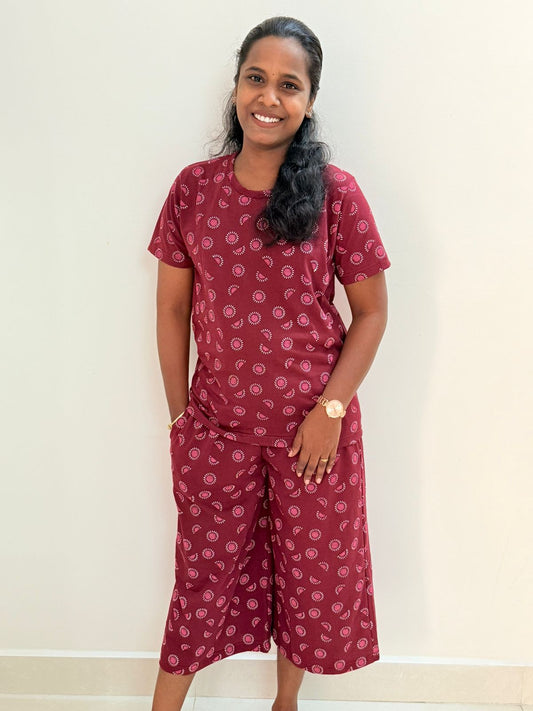 Premium Women's 3/4 th Palazzo coord set - Falu raise