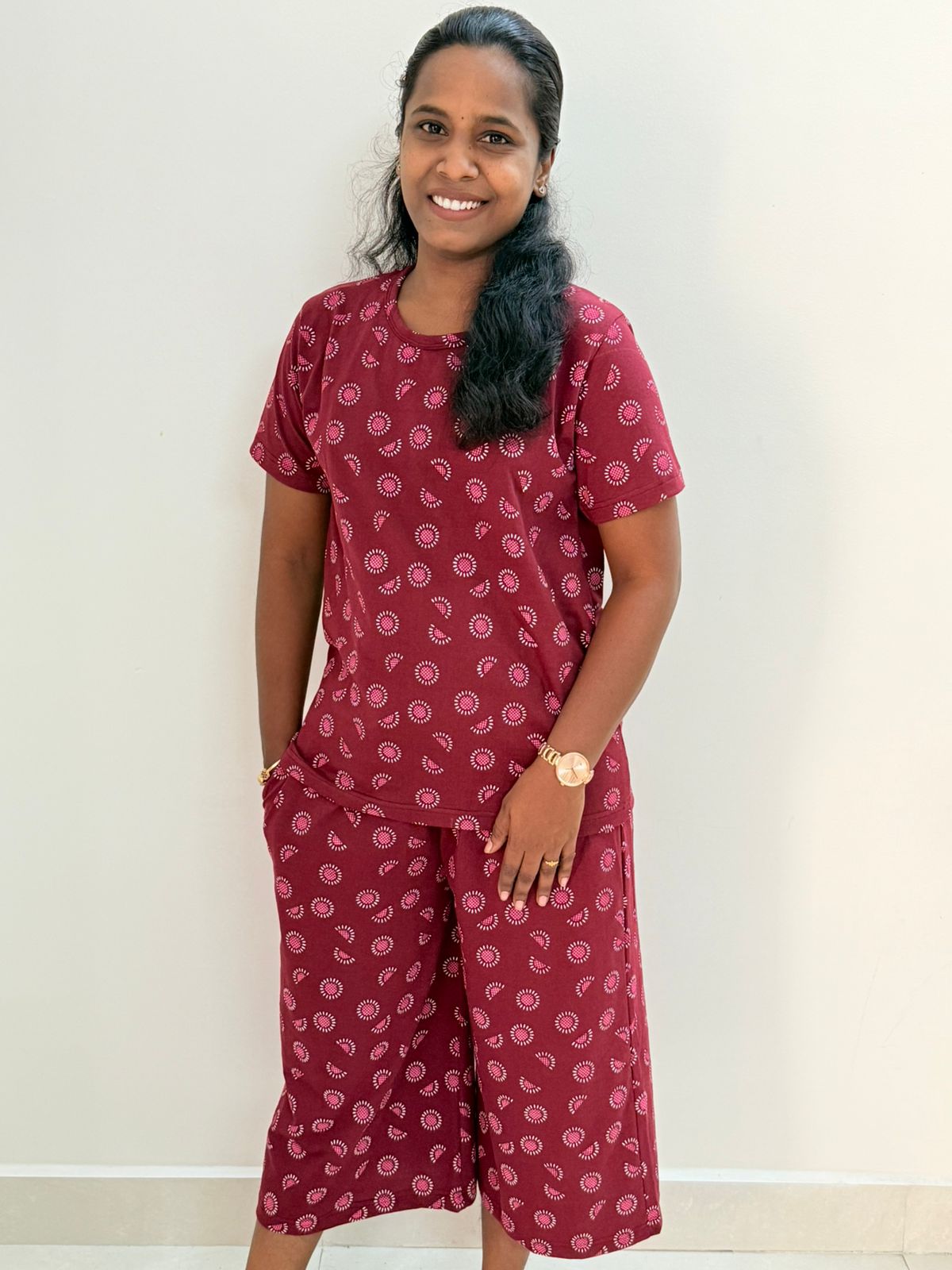 Premium Women's 3/4 th Palazzo coord set - Falu raise