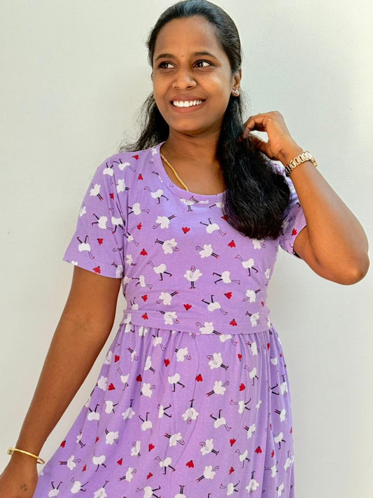 Premium Women's feeding Lounge wear - TCMF09 - Mauve kokku