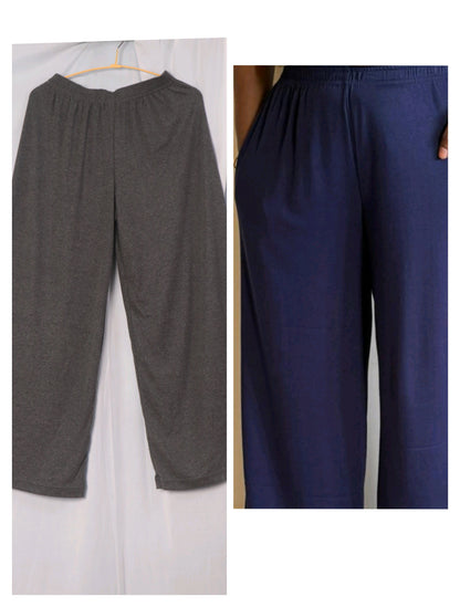 Super saver combo pack of 2 Women's Palazzo pant -Navy and Ash Grey (CHOOSE : Full length or 3/4th)