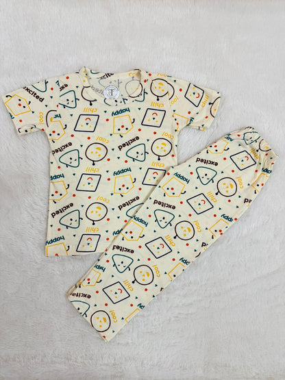 Kids Wear - Unisex Pyjama sets  - Happy Happy Pant set