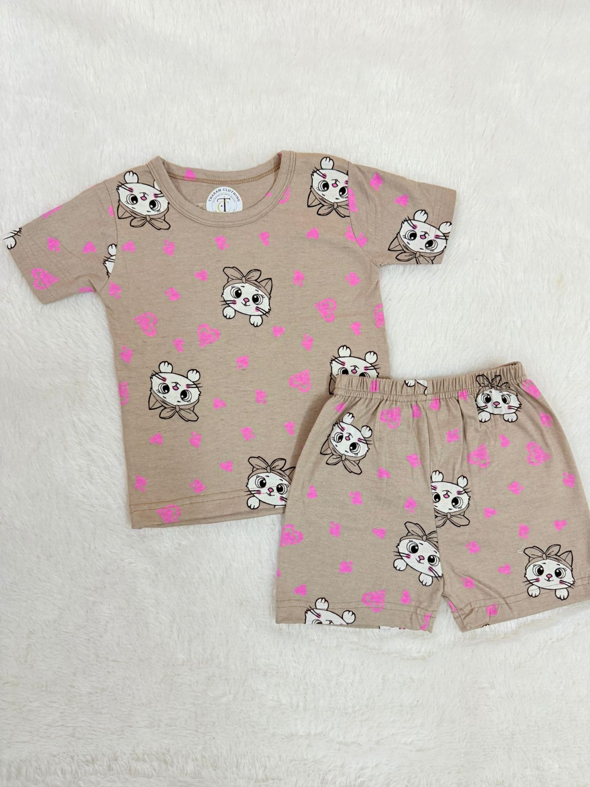 Kids Wear - Unisex Coord sets - Golden cat coords set