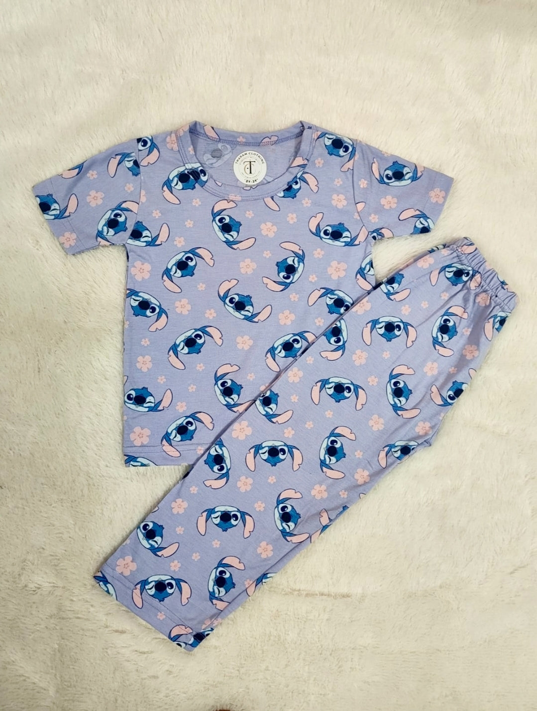 Kids Wear - Unisex Pyjama sets  - Mauve Stich Pant set