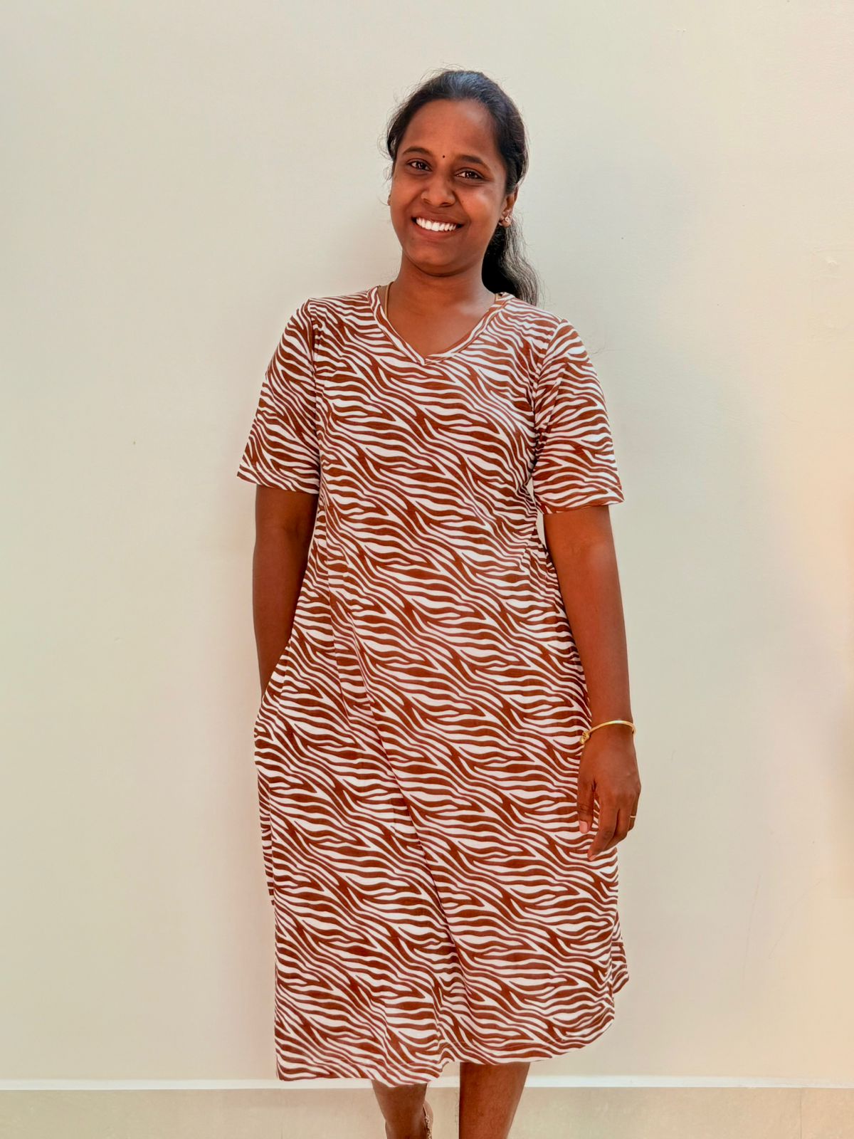 Printed long polo - Golden lines