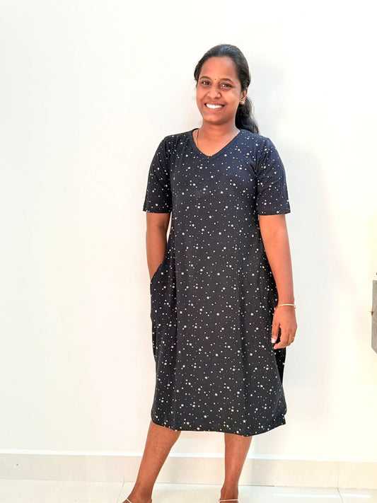 Printed long polo- Dark Mini nights