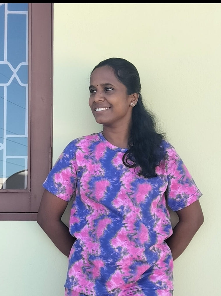 Premium quality - Women's normal tshirt - Aqua pink print