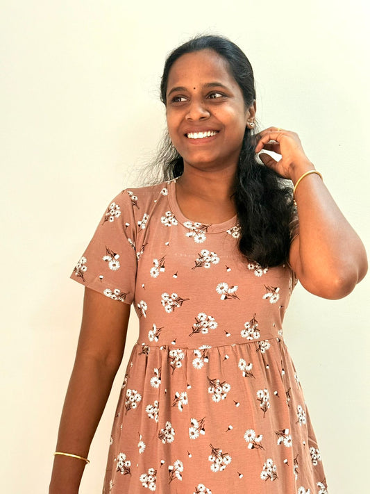 Premium - Women's Non feeding Lounge wear - TCMN06 - Milk chocolate flowers