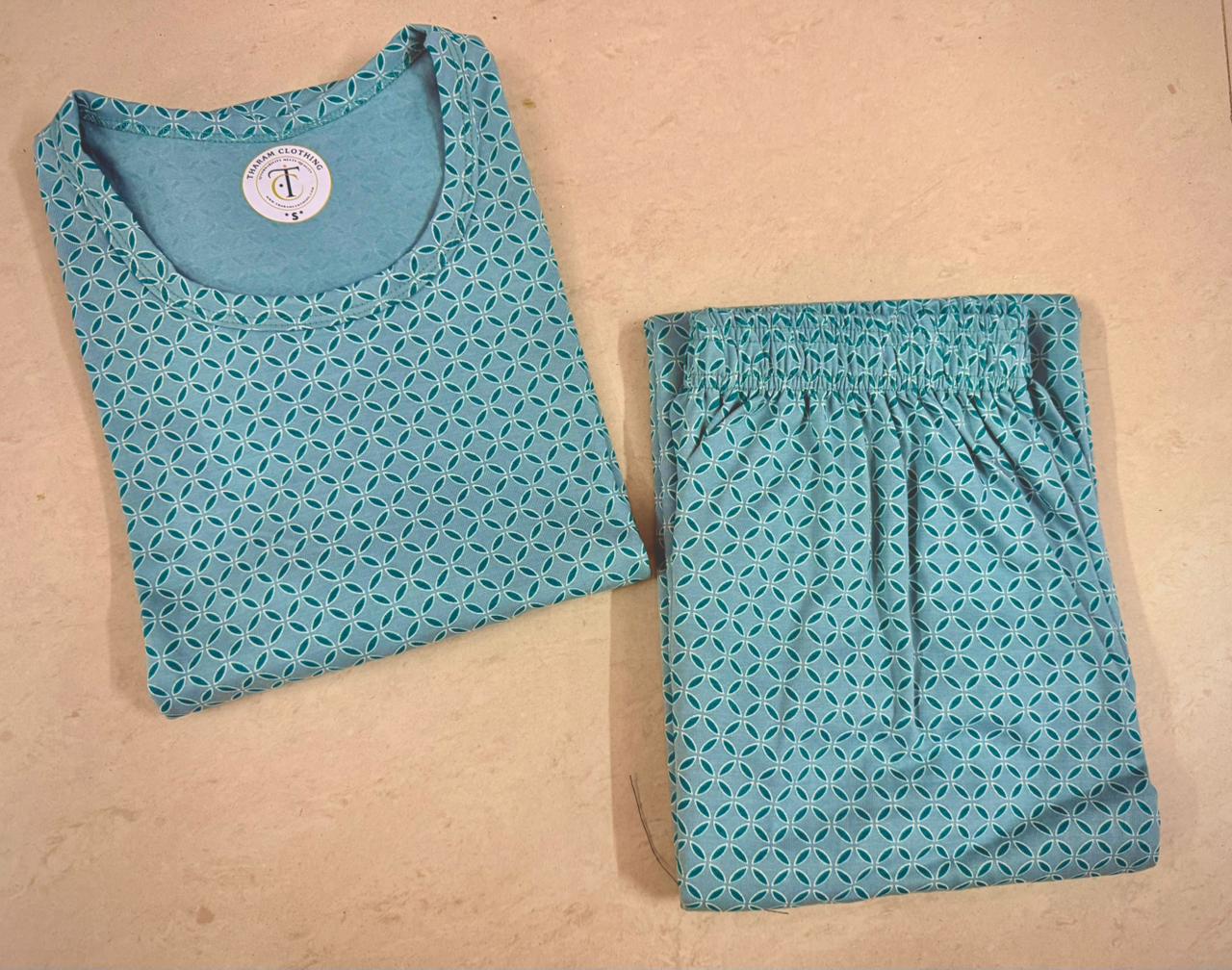 Women's 3/4 th Palazzo coord set - Golden Blue