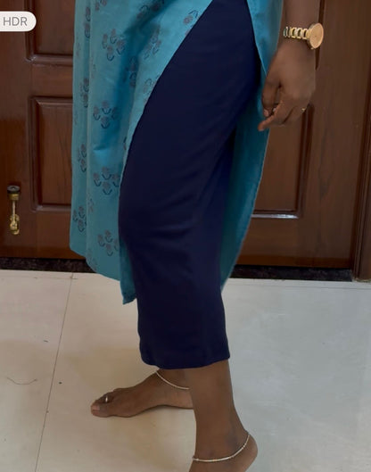 Prebooking - Women's Half length Straight pant - Navy blue