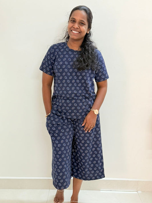 Women's 3/4 th Palazzo coord set - Eclipse ide