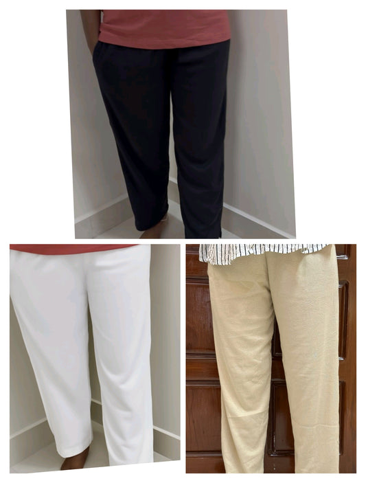 Super saver pack of 3- Women's Straight pant - Black, White and skin