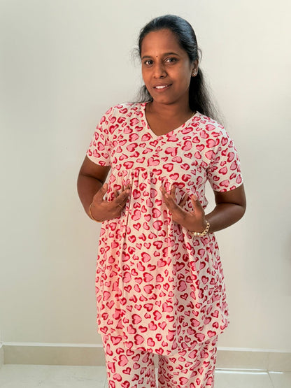 Women's Curvy peplum coord set - Peplum Hearty pops