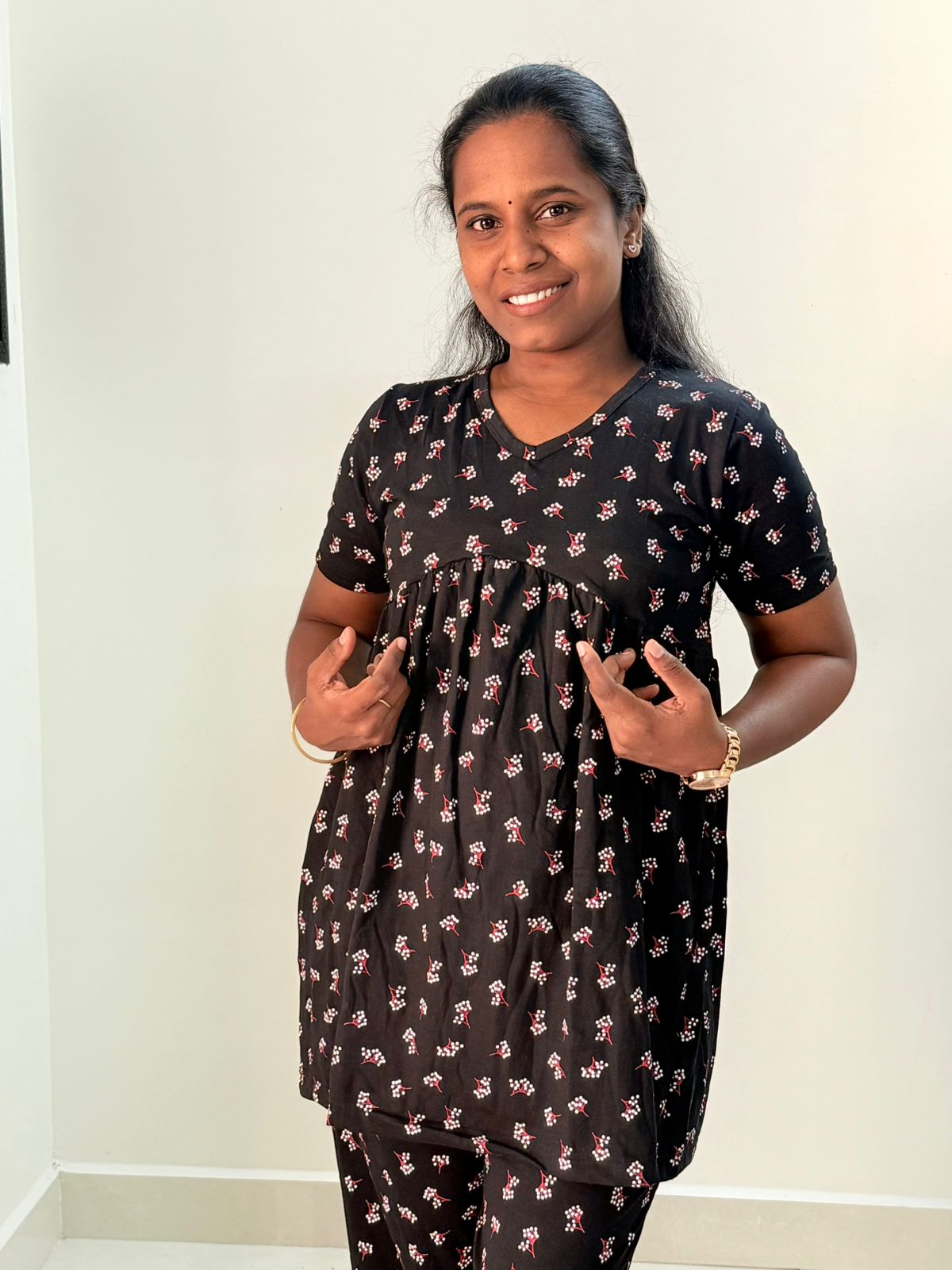 Women's Curvy peplum coord set - Peplum Black current