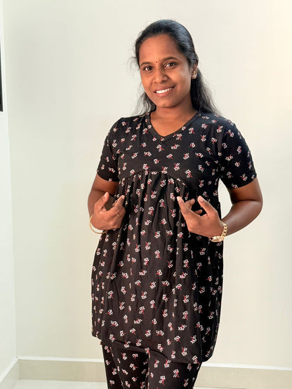 Women's Curvy peplum coord set - Peplum Black current