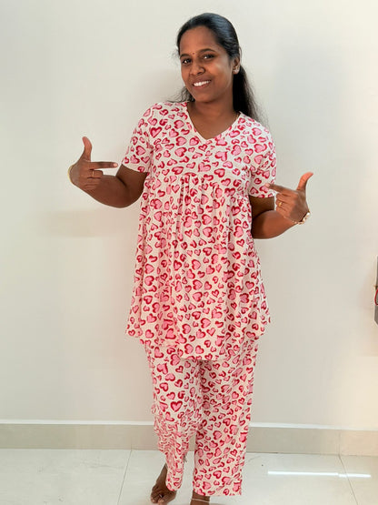 Women's Curvy peplum coord set - Peplum Hearty pops