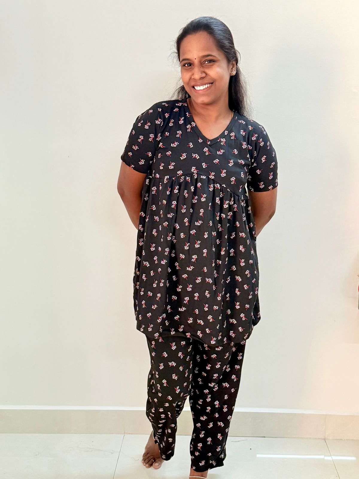 Women's Curvy peplum coord set - Peplum Black current