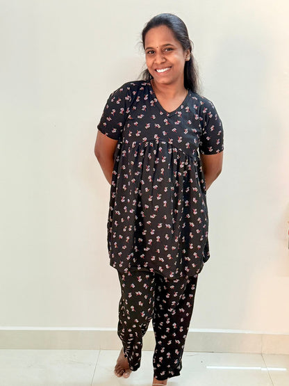 Women's Curvy peplum coord set - Peplum Black current