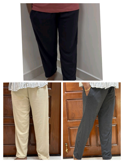 Super saver pack of 3- Women's Straight pant - Black , Ash grey and Skin
