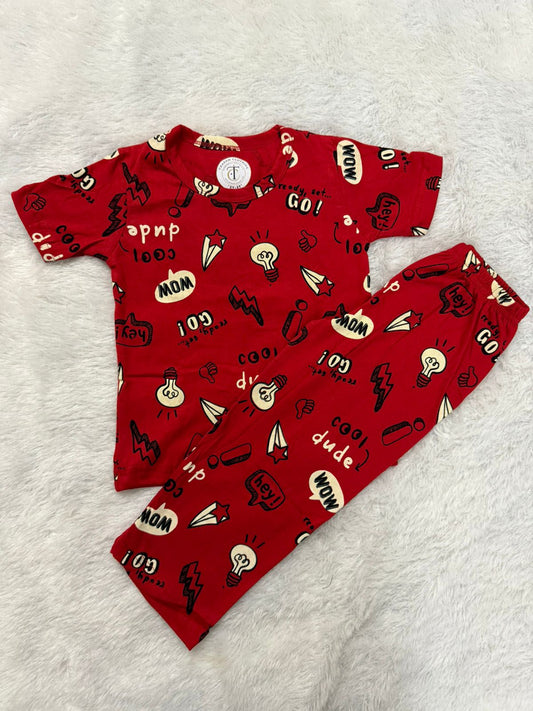 Kids Wear - Unisex Pyjama set - Red Gangster