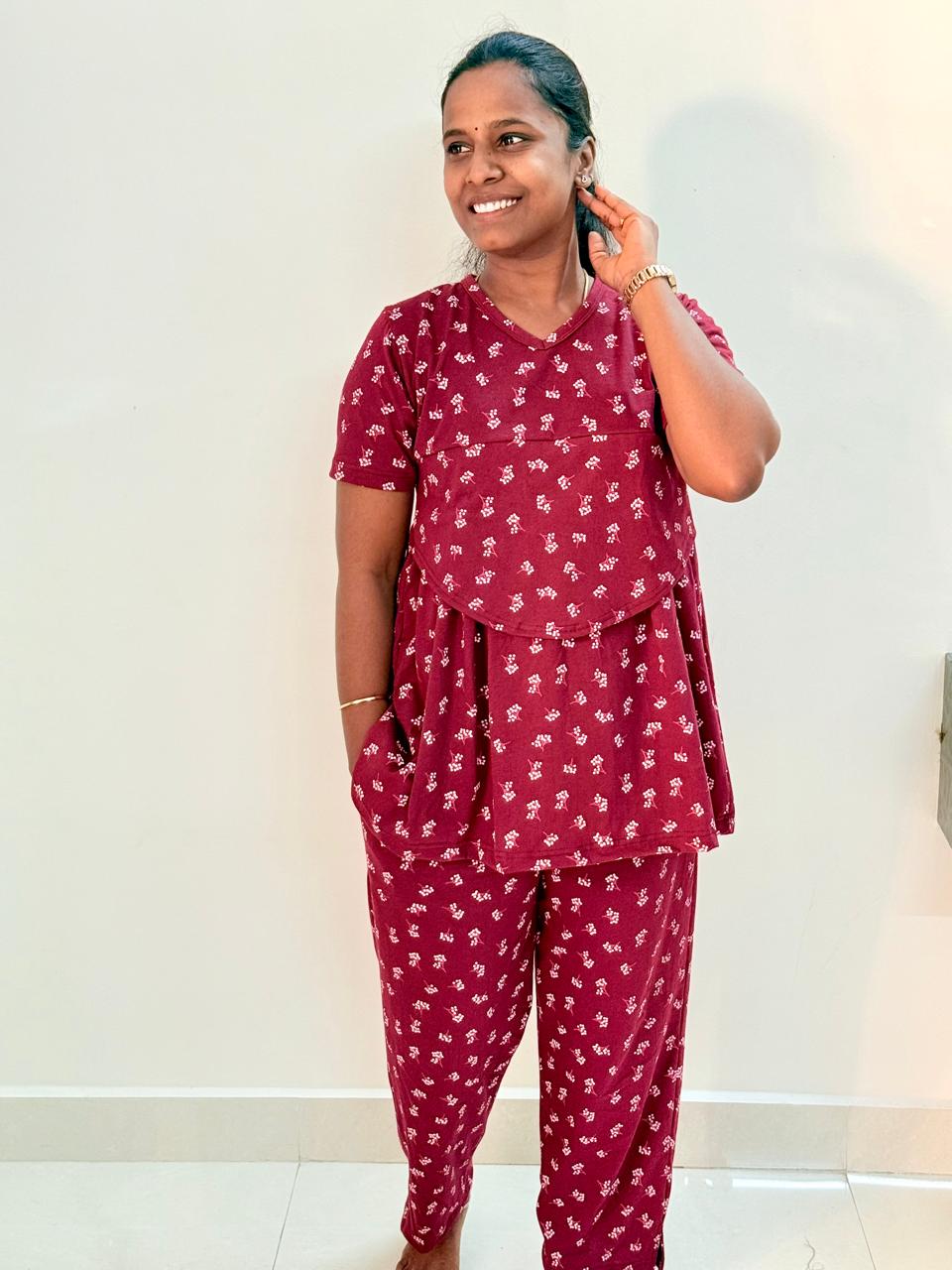 Feeding friendly - Curvy cover peplum coords - Maroon current FF