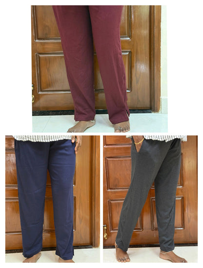 Super saver pack of 3- Women's Straight pant - Maroon , navy , ash grey