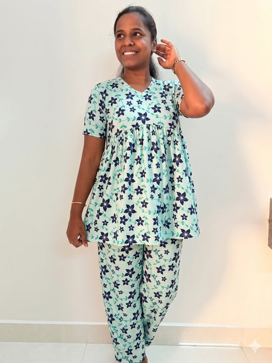 Premium Women's Curvy peplum coord set - Pachai poovae