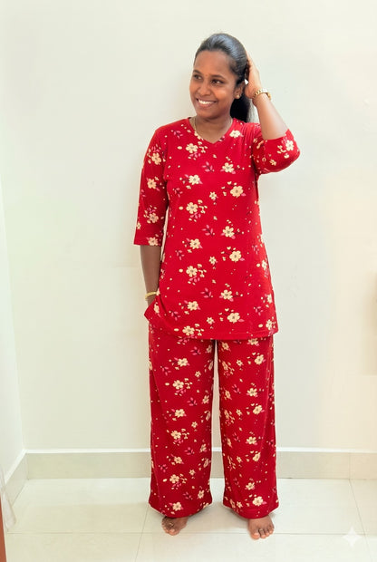 Prebooking** - Premium Women's Kurthi night set  - Cherry bunch kurthi set
