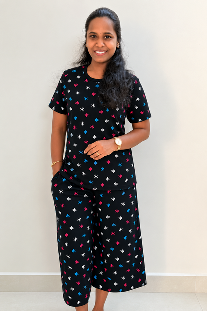 *Ready to dispatch* - Premium Women's 3/4 th Palazzo coord set - Bright stars palazzo coords