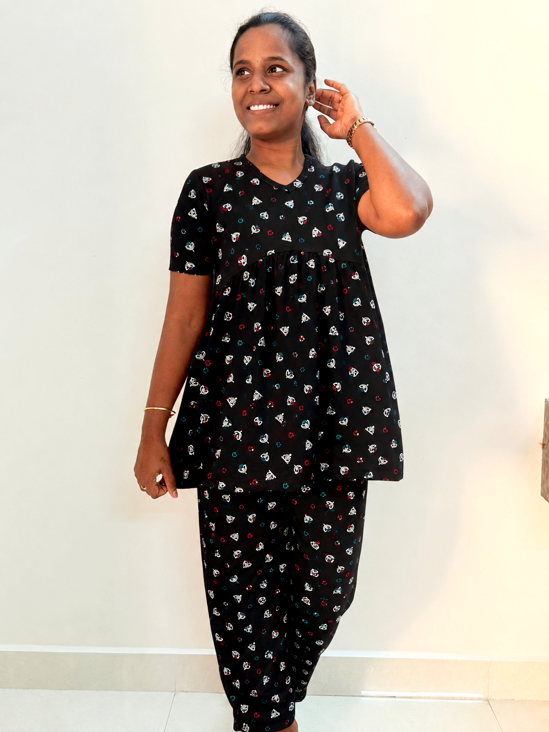 *Ready to dispatch* - Premium Women's Curvy peplum coord set - Black pattas peplum coords