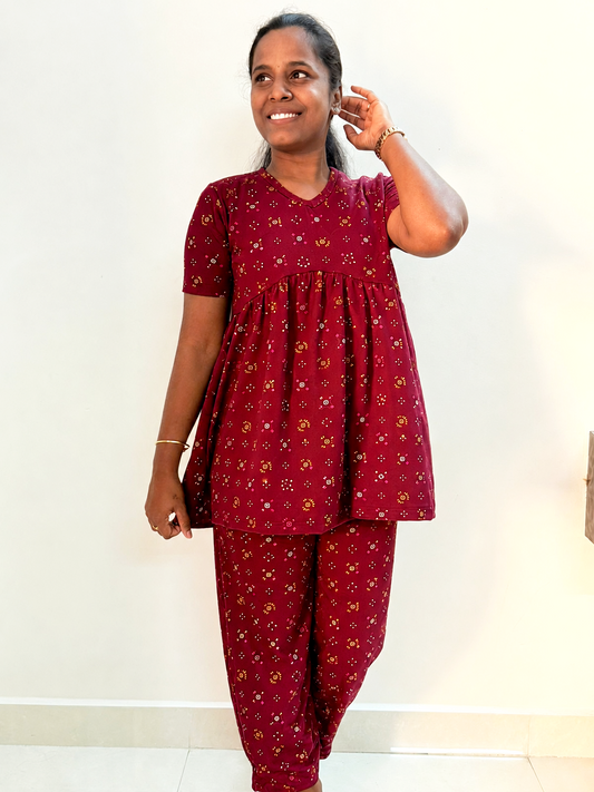 *Ready to dispatch* - Premium Women's Curvy peplum coord set - Maroon puttas peplum coords
