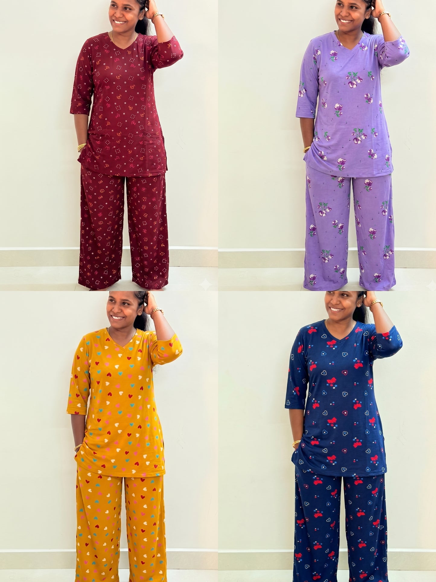 Defective piece - Single piece Women's Kurthi night coord set - Random colour (Image is just for reference)