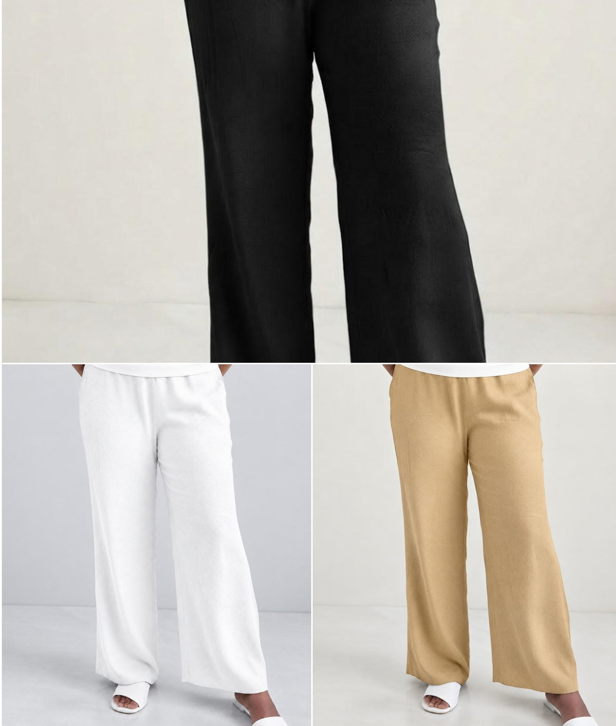 *PREBOOKING* - Full length - Super saver combo pack of 3 Women's Palazzo pant - Black , White ,Golden Skin