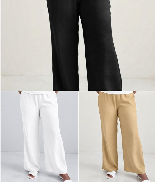 *READY TO DISPATCH * - Full length - Super saver combo pack of 3 Women's Palazzo pant - Black , White ,Golden Skin