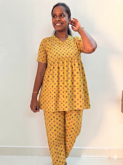 PREBOOKING - Premium Women's Curvy peplum coord set - Yellow mini peplum coords