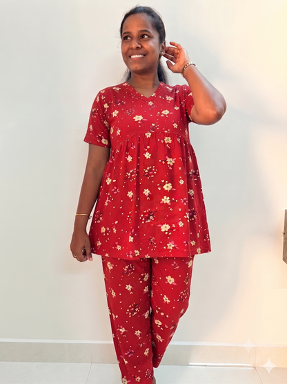 PREBOOKING - Premium Women's Curvy peplum coord set - Cherry bless peplum coords
