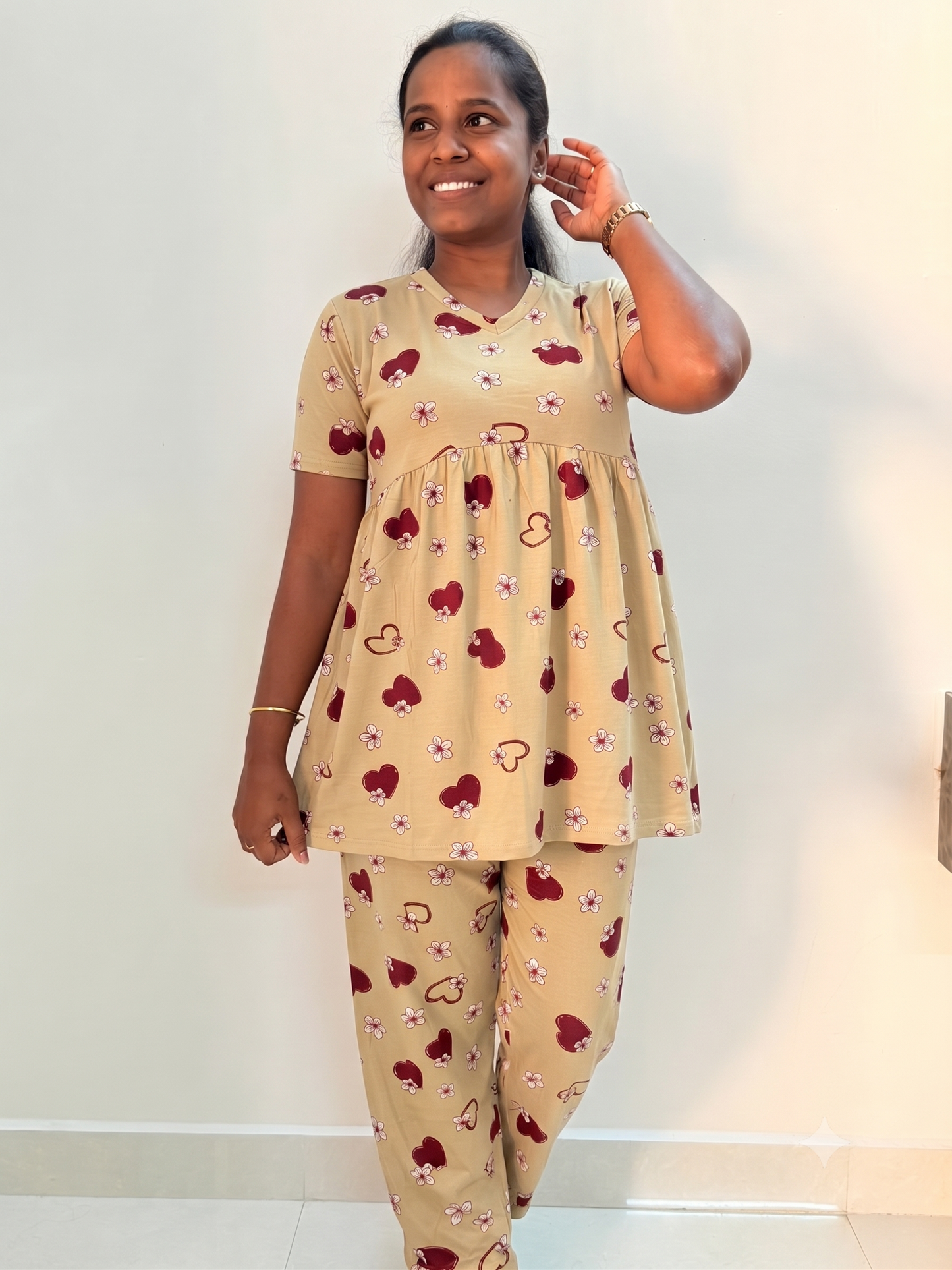 PREBOOKING - Premium Women's Curvy peplum coords - Golden heartin peplum coords