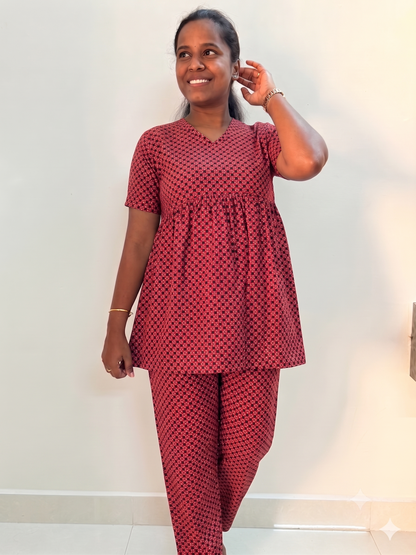PREBOOKING - Premium Women's Curvy peplum coords - Checky checks  peplum coords