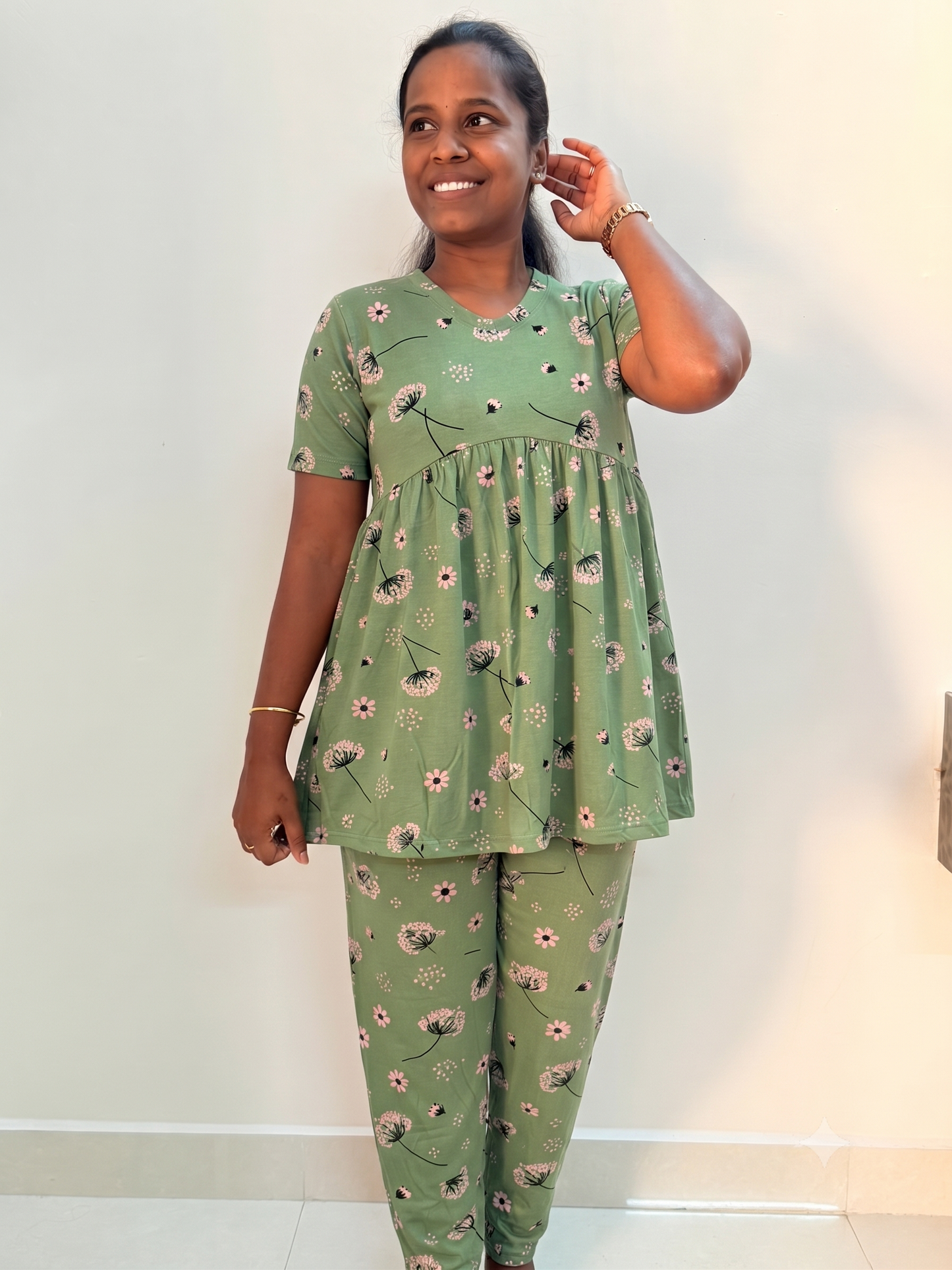 PREBOOKING - Premium Women's Curvy peplum coord set - Pista Festive blossom peplum coords