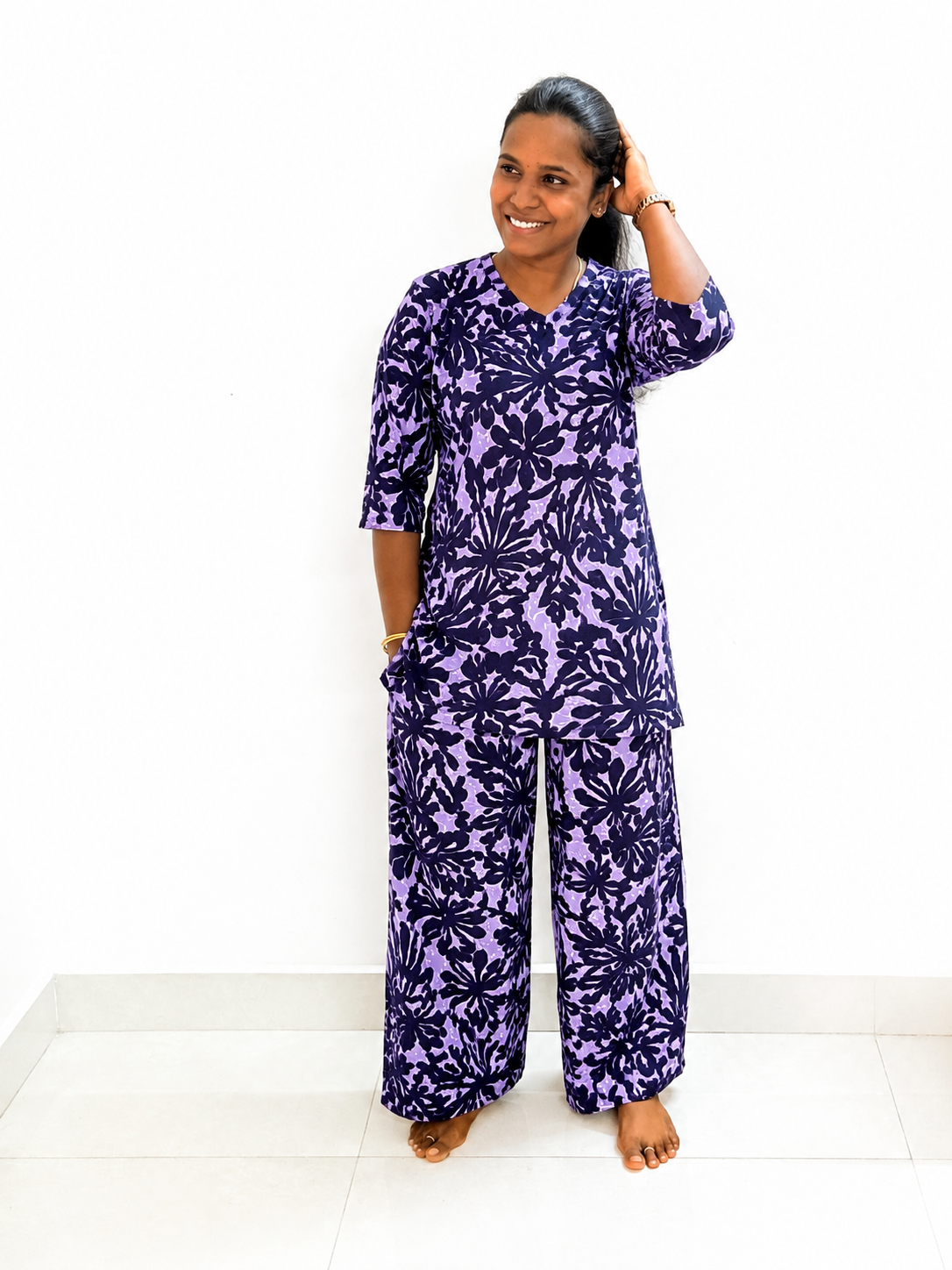 *PREBOOKING* - Women's Kurthi night set  - Winter purp Kurthi set