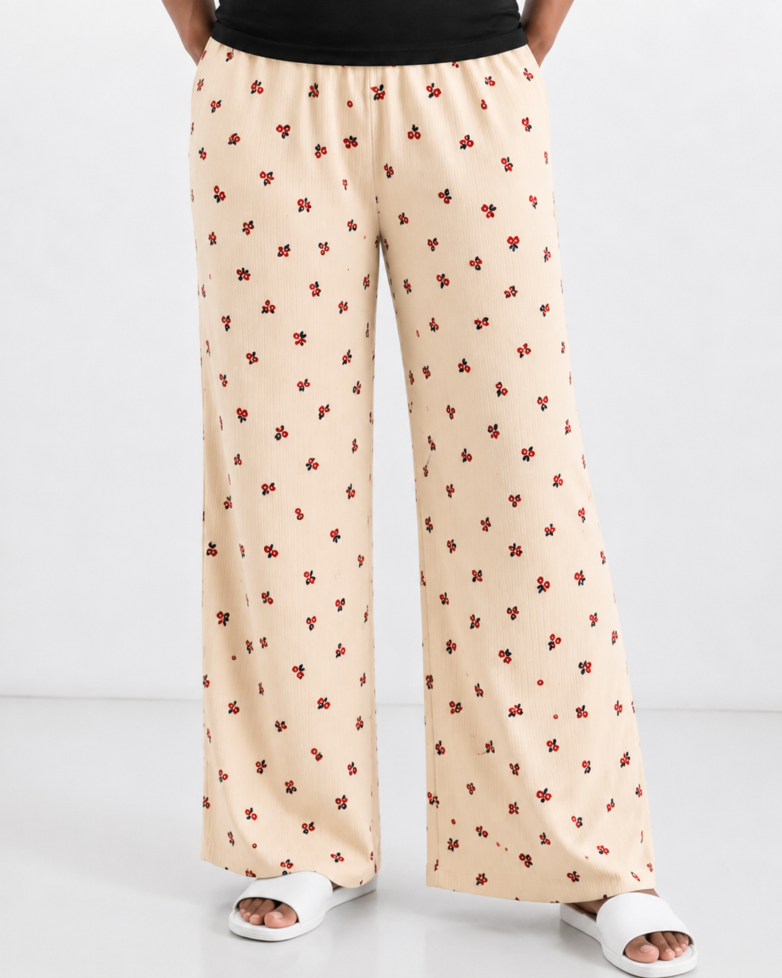 *Prebooking* - STRETCHABLE Women's Printed Palazzo pant Full pant - Half white poo palazzo pant